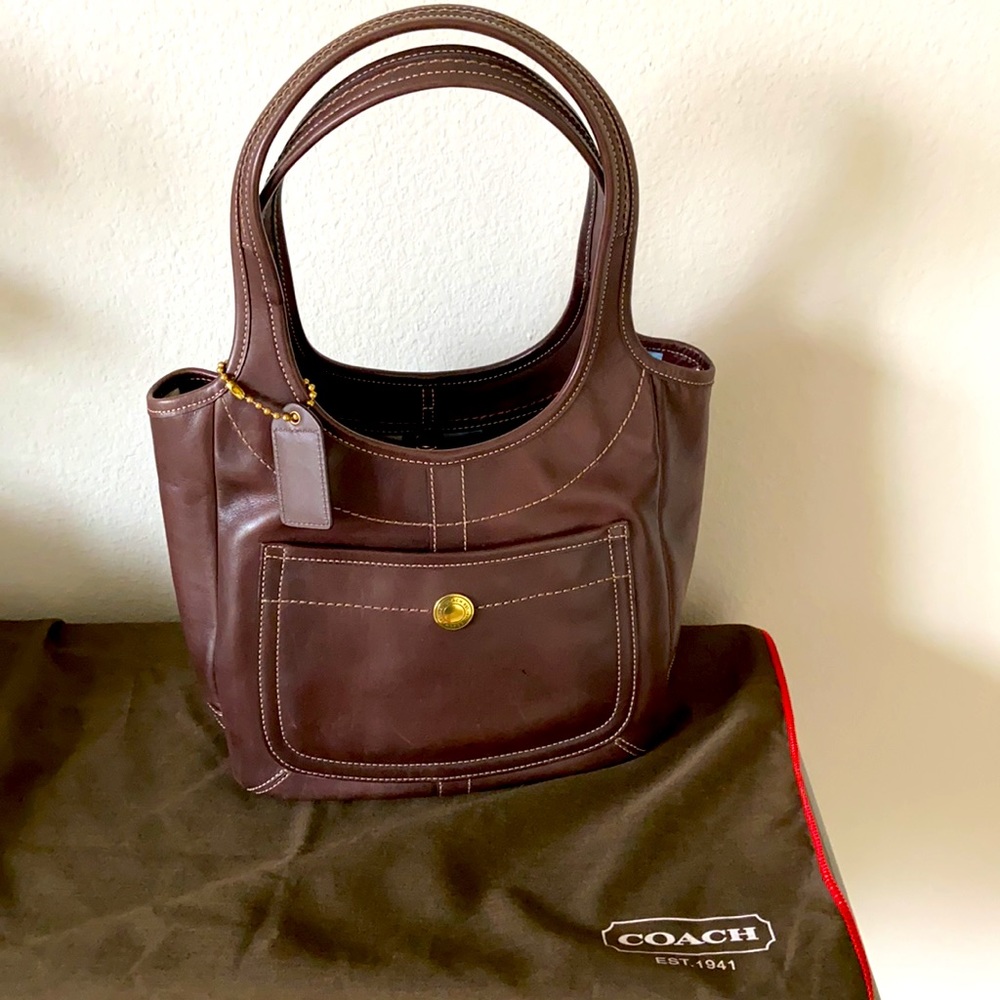 Coach brown leather shoulder purse